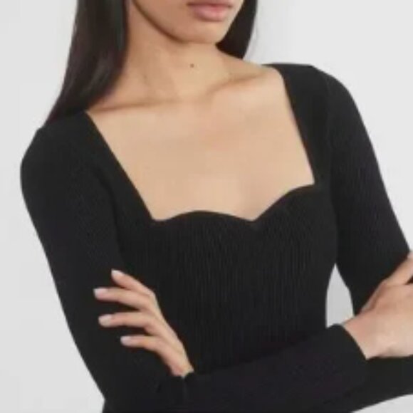 Aritzia Babaton Women Sculpt Knit Sweetheart Long sleeve Knit Top Black Size XS - Picture 6 of 6